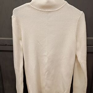 Sonoma White Ribbed Turtleneck Sweater